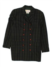 Laurel Womens Double Breasted Coat Eu 40 Medium Green Check New Wool Bl14