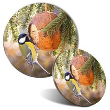 Mouse Mat & Coaster Set Great Tit Small Garden Bird at Feeder #51072