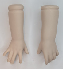 2 Ceramic Doll Parts 3" Hands Forearms Left Right Repair Replacement Vintage