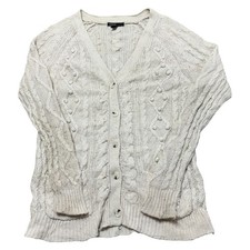 Mango Knit Cardigan Cable Chunky Casual Ivory Sweater Womens Medium