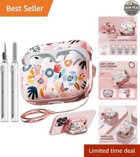 AirPods Pro 3 Case Cover 2025 Pink Berry Flower with Lock Design