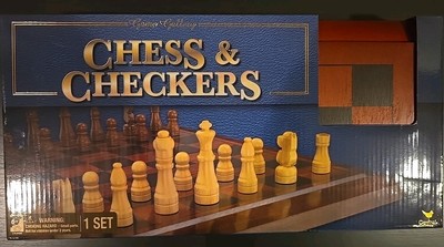 Game Gallery Chess & Checkers Wood Set New