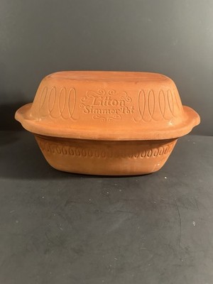 VTG 80 s Litton Simmer Pot Terra Cotta Clay Cooker Roaster West Germany 849