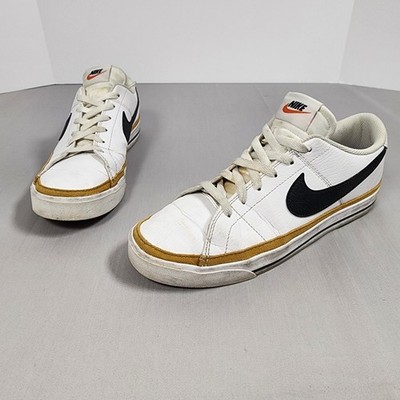 Nike Court Legacy White Black Mustard Yellow DH3162-100 Mens Size 8 Low Top