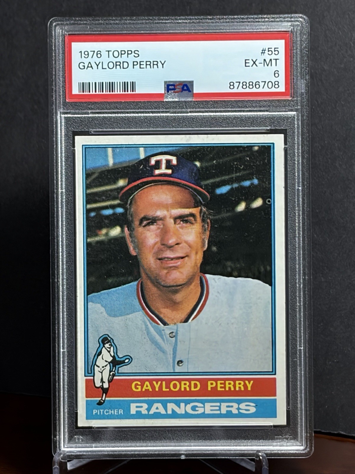 1976 Topps #55 Gaylord Perry Texas Rangers Legend HOF Vintage Card PSA 6 view 1