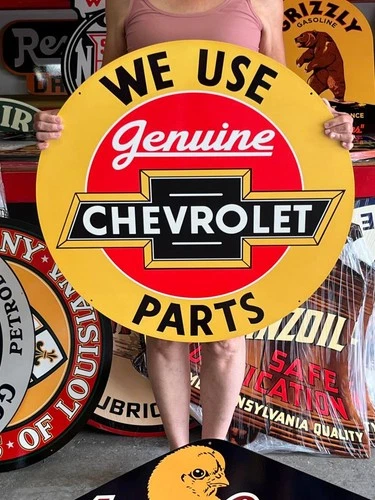 Vintage Old Style Sign Chevrolet Parts NOT Porcelain Made in USA 30x30