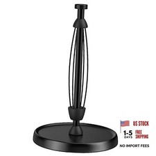 Paper Towel Holder Countertop, One-Handed Tear, Stainless Steel, Weighted Black