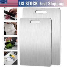 2 PCS Titanium Coating Cutting Board Double-Sided Kitchen Tool Camping Silver US