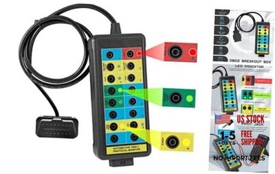 OBD2 Breakout Box with LED Light Indicator, Professional 16-Pin OBD Breakout