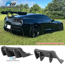 For 14-19 Chevy Corvette C7 IKON Style Rear Bumper Diffuser Guard Matte Black PP