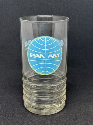 Vintage PAN AM airlines GLASS authentic item 5inches tall rare and old