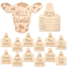 Cow Baby Monthly Milestone Cards, Wooden Newborn Photo Props