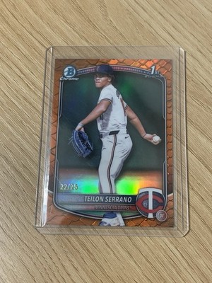 Teilon Serrano 2025 Bowman Chrome 1st Prospect Reptilian Orange #/25