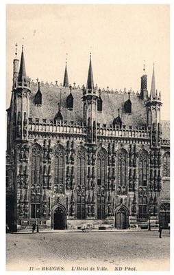 Vintage 1910s Postcard Hôtel de Ville Town Hall Bruges Belgium Gothic