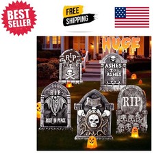 Scary Large 25.6in Halloween Tombstone Decorations - Pack of 10 for Outdoor Use