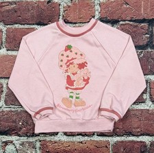 Vintage 80s Rare Strawberry Shortcake Custard Sweatshirt Raglan Kids 2-3T