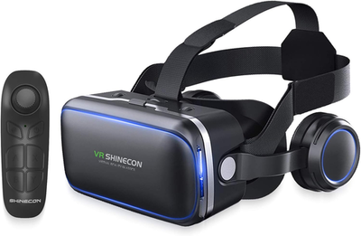 XWP Casque VR 3D avec Écouteurs, Lunette De Réalité Virtuelle (VR) pour Téléphone Portable, avec Lentilles HD, pour iPhone & Android 4,7–6,8,Immersive pour Jeux Et Films,Cadeau pour Amis Et Famille