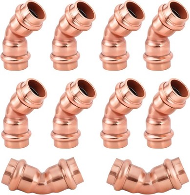 1/2 Inch Copper Press 45-Degree Elbow Plumbing Pipe Connector