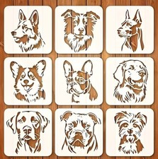 9pc Dog Breeds Stencils Lot 4" Reusable Craft Templates Doberman Labrador Pug