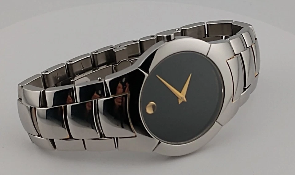 Reloj Movado Hombre Clásico Museo 2 Tonos 18K GP/SS Modelo #81.G1.1897~¡Excelente! Foto 3 de 4