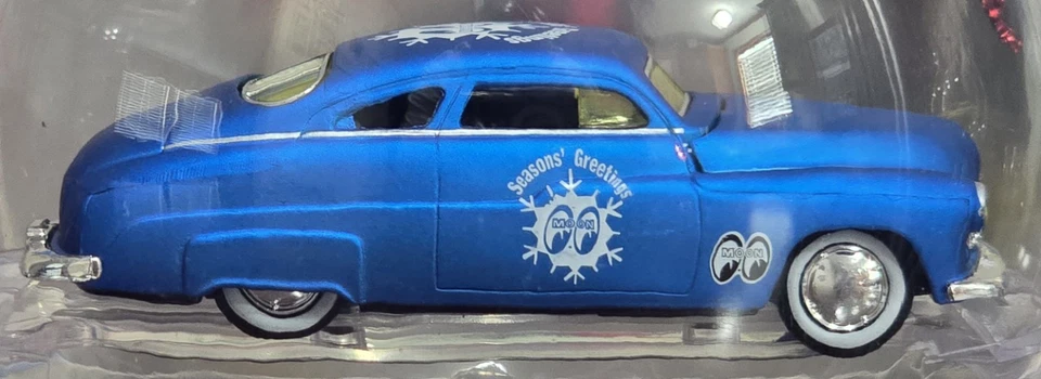 1949 MERCURY CUSTOM MOONEYES BLUE ORNAMENT M2 MACHINES WALMART EXCLUSIVE 1:64 - Image 2 of 3