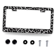 Black Gray Leopard Print License Plate Frame Beautiful Cheetah Print License