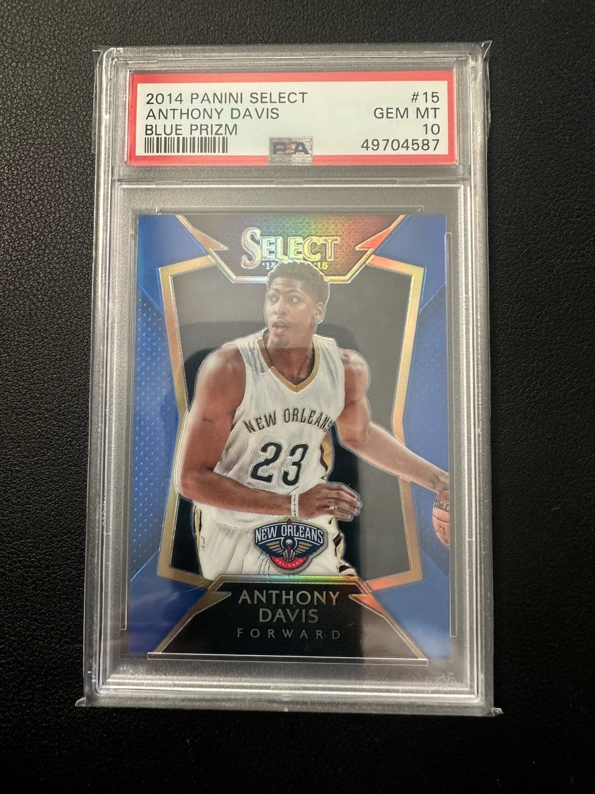 2014 Panini Select BLUE PRIZM /249 Anthony Davis #15 Pelicans Lakers PSA 10