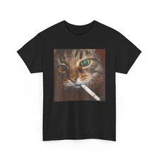 Smoking Cat Shirt, Cigarette Kitty Cats Meme Women Men Funny T-Shirt
