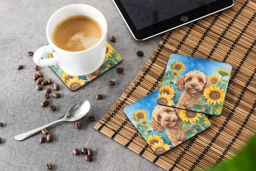 Caroline's Treasures Cockapoo in Sunflowers Coasters