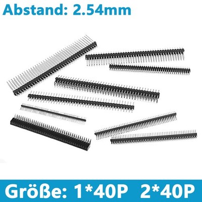 2.54 zweireihig/einreihig gerade/90° PCB Stiftleiste Pin Header Verbinder 40 Pin