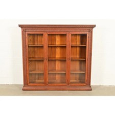 R. J. Horner Style Antique Victorian Carved Oak Bookcase Cabinet, Circa 1880s