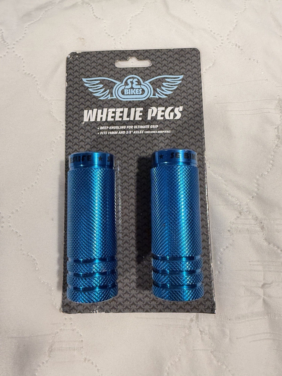 Wheelie Axle Pegs 35x98 3/8 Blue New In Package Old School