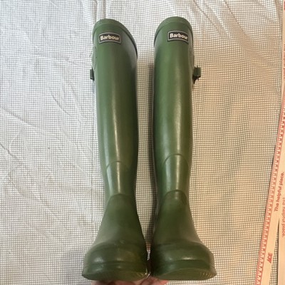 Barbour Women s Waterproof Green Knee High Rubber Rain Boots Buckle Logo