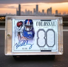 Victor Cruz 2014 Panini National Treasures Colossal Autographed Game Used Jersey