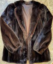 Vintage Mink Fur Brown Coat with Monogrammed Lining Classic Women's Outerwear
