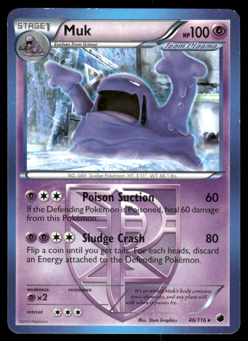2013 Pokemon Muk Rare Plasma Freeze 46/116 DMG