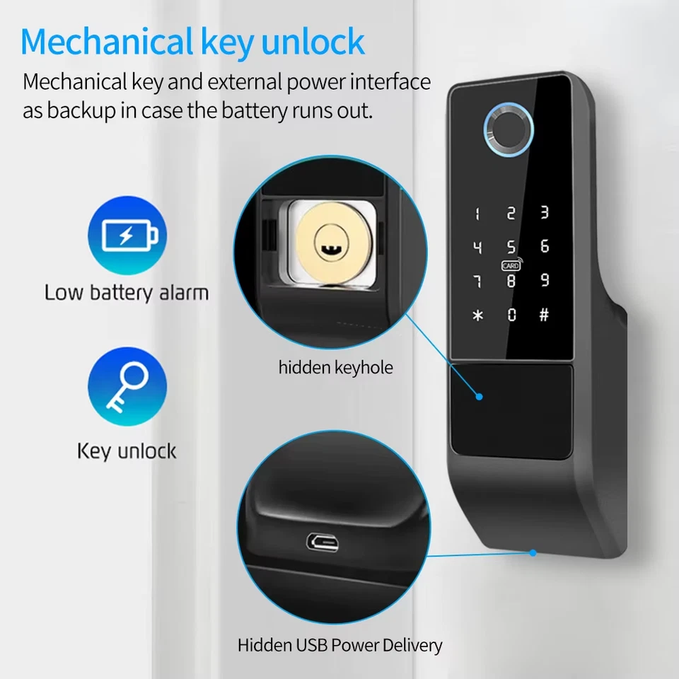 Impermeabile Ttlock Impronte Digitali Smart Door Lock Cancello Esterno Bluetooth - Immagine 4 di 4