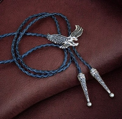 Bolo Tie Mens Wedding Necklace PU Leather Rope Western Cowboy Style