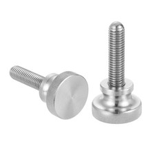 M10x35mm Knurled Shoulder Thumb Screws, 30mm Dia. Stainless Diamond Head, 2 Pcs