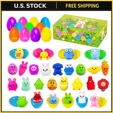 24 Pack Prefilled Colorful Easter Eggs with Squishy Toys Inside