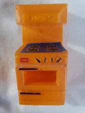 Vtg Fisher Price Little People STOVE Oven Kitchen Orange 3.25" x 1.5"