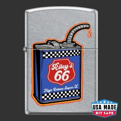 Original Riley s 66 Zippo - Gas Can - USA Bit Safe Insert - Street Chrome
