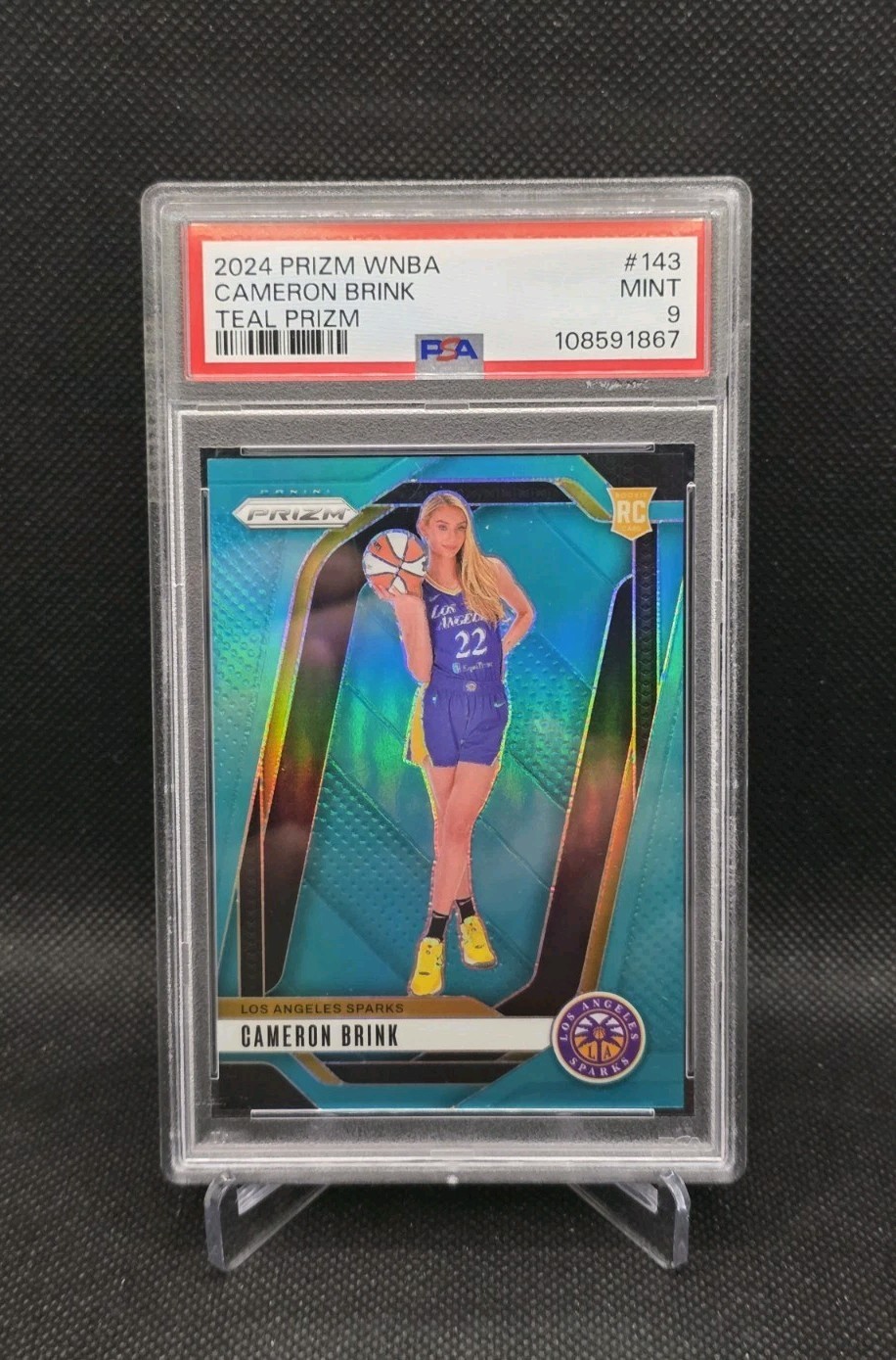 2024 Panini Prizm WNBA #143 Cameron Brink RC Teal Prizm /49 Rookie Sparks PSA 9