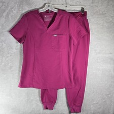 FIGS Raspberry Sorbet Set Pink Zamora Jogger Scrub Pants XSP Top Catarina Small