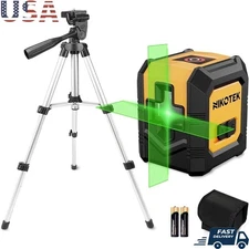 100FT Green Laser Level Self-Leveling Cross Line W/ Tripod Battery Included New