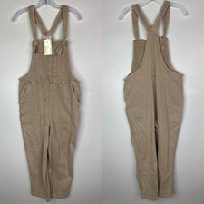 Zenana Washed Knot Strap Mocha Beige Overalls NWT Medium