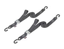 2in x 12ft Cam Buckle Tie Down Straps w/Latch Hooks Pair | Made in USA Black