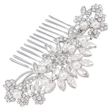 Crystal Wedding Hair Comb Bridal Hair Comb Pearl Wedding Headpiece Silver Hair A