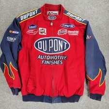 Vtg Chase DuPont Racing Nascar Jacket Men L Red Jeff Gordon Flames Embroidery