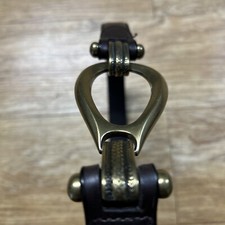 Leather Adjustable S-L Size womens Belt Heavy Bronze Hook Latch Buckle Large